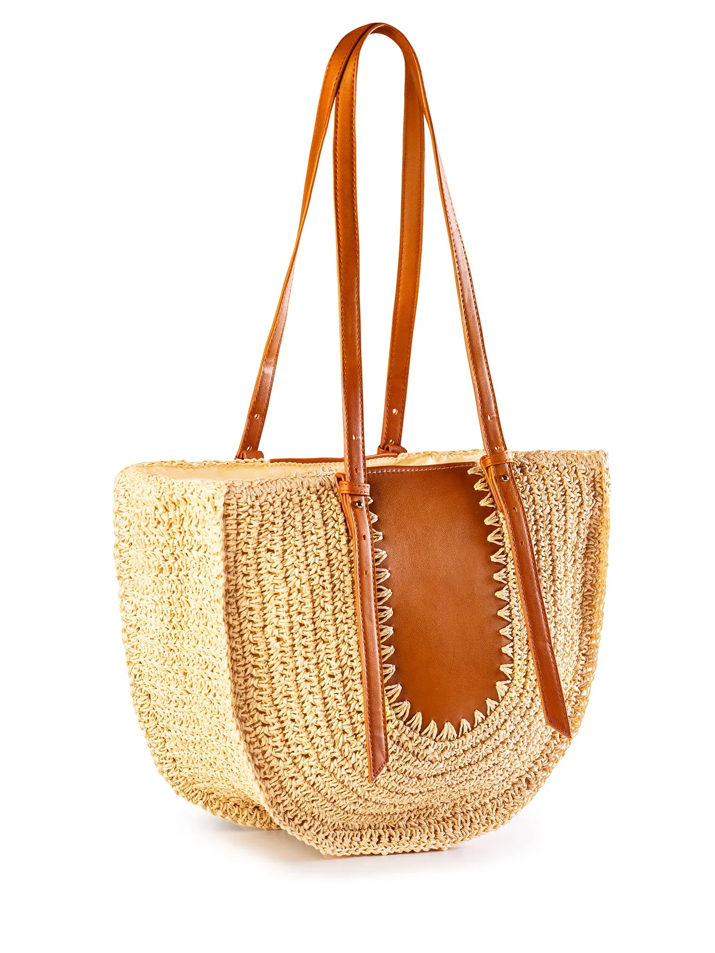 Torba pleciona na ramię - beżowa F87/BAG30