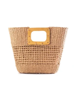 Torebka plażowa - beżowy pleciony koszyk F87/BAG34