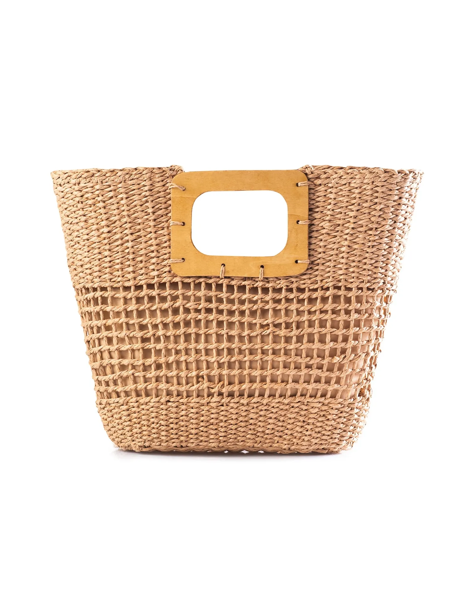 Torebka plażowa - beżowy pleciony koszyk F87/BAG34