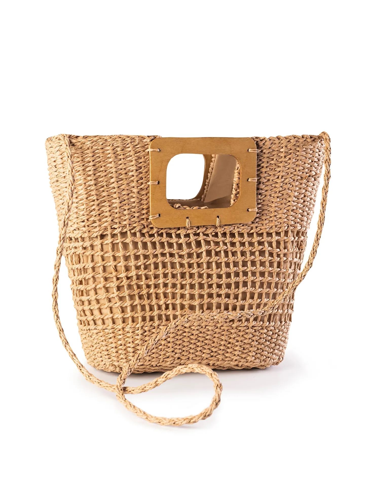 Torebka plażowa - beżowy pleciony koszyk F87/BAG34