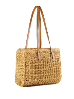 Torebka pleciona na ramię shopperka F87/BAG53 beż