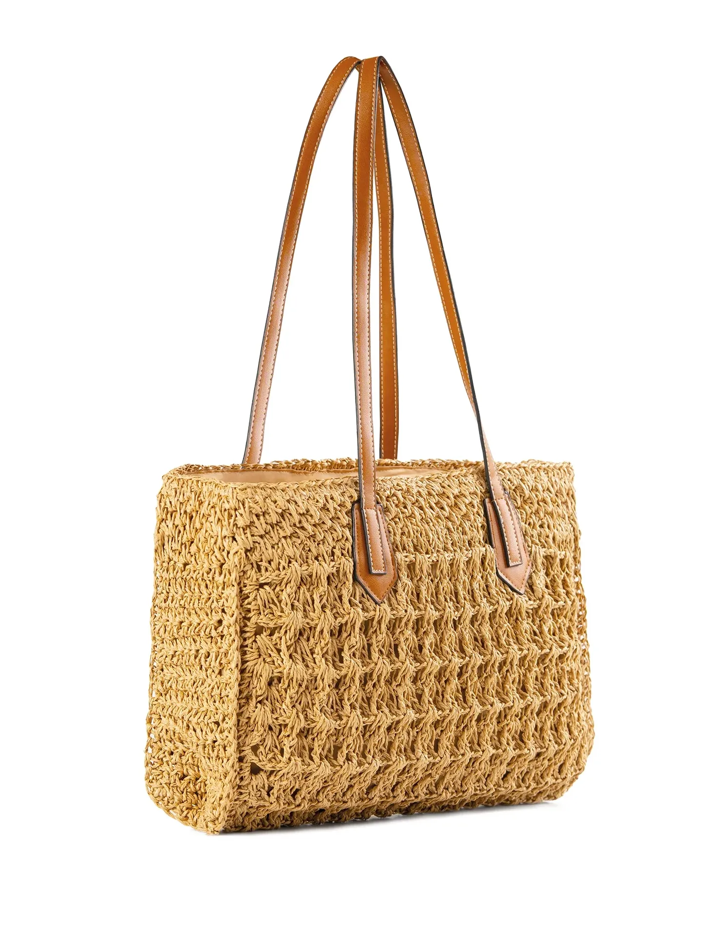 Torebka pleciona na ramię shopperka F87/BAG53 beż