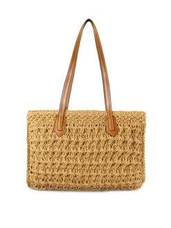 Torebka pleciona na ramię shopperka F87/BAG53 beż