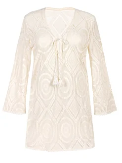 Tunika plażowa Boho z długim rękawem F235/641H
