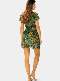 Tunika plażowa wiązana przed kolano F218/908 khaki