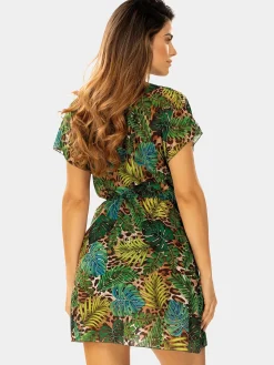 Tunika plażowa wiązana przed kolano F218/908 khaki