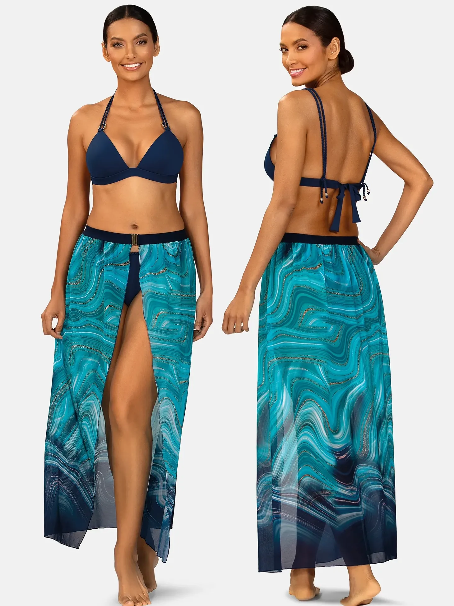 Wiązana góra bikini push-up prążkowany FG17B/839P