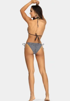 Wiązane figi bikini biało-czarna kratka FD144A/824