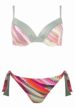 Wiązane figi kąpielowe print khaki&cherry FD17/880