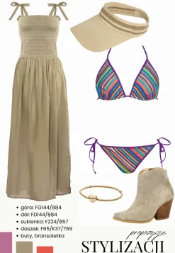 Wiązane figi od bikini kolorowe paski FD144/884