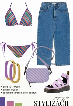 Wiązane figi od bikini kolorowe paski FD144/884