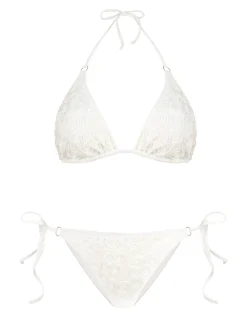 Wiązane kremowe bikini z haftem FL01D/641H komplet