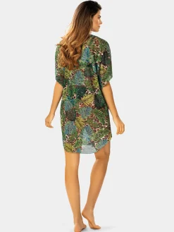 Wygodna tunika plażowa oversize F122A/908 khaki