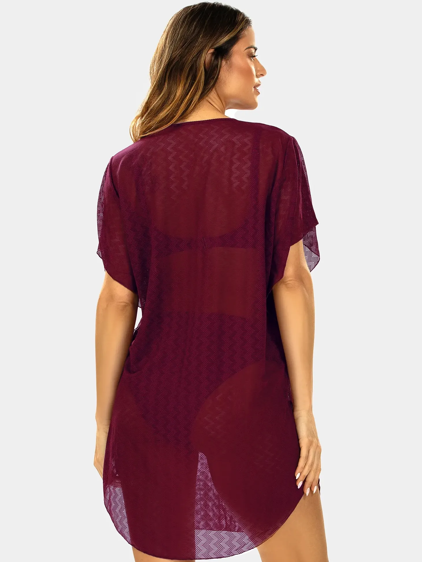 Wygodna tunika plażowa oversize F122A/910H bordo