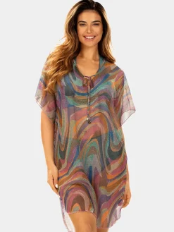 Wygodna tunika plażowa oversize F122A/912 Rainbow