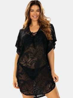 Wygodna tunika plażowa oversize F122A/509H czarna