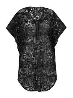 Wygodna tunika plażowa oversize F122A/509H czarna