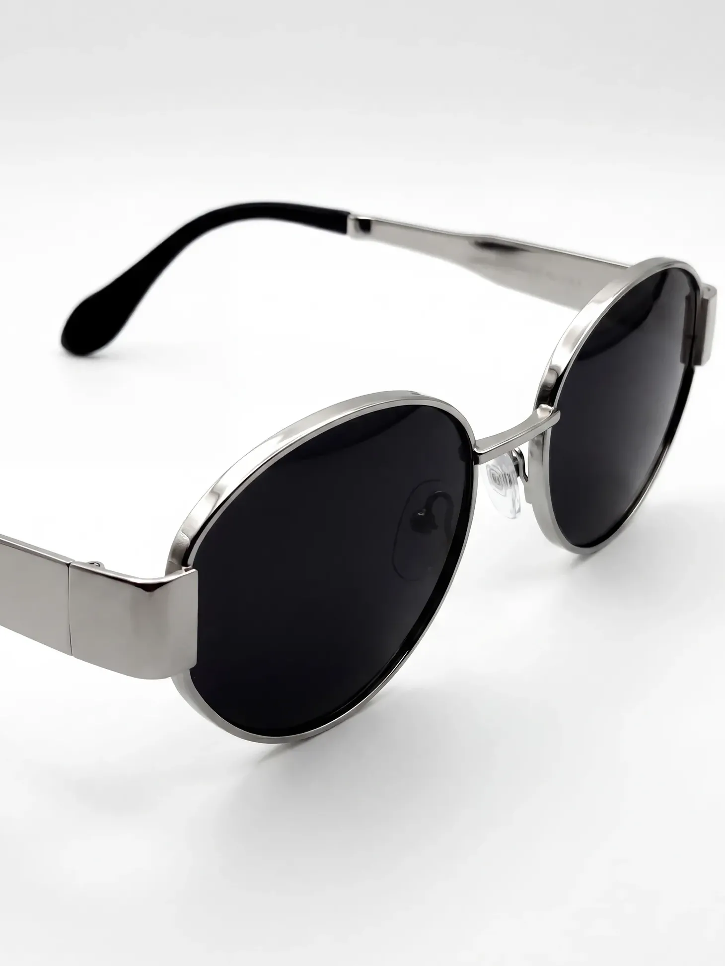 Zestaw | Czarne owalne okulary w stylu MARC silver