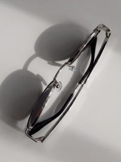 Zestaw | Czarne owalne okulary w stylu MARC silver