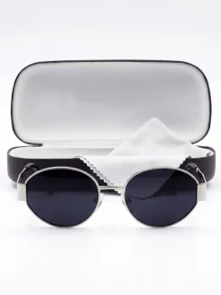 Zestaw | Czarne owalne okulary w stylu MARC silver