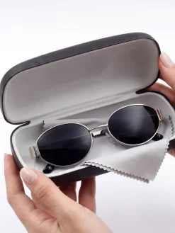 Zestaw | Czarne owalne okulary w stylu MARC silver